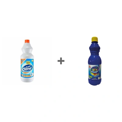 كلوريل مبيض ملابس - 1050 مللي مع كلوريل سائل العناية بالوان - أزرق - 500 جم