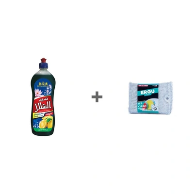 نسيم الشلال صابون سائل للاطباق - 700 جرام مع ايرجو اسفنجة تنظيف - 4 قطع