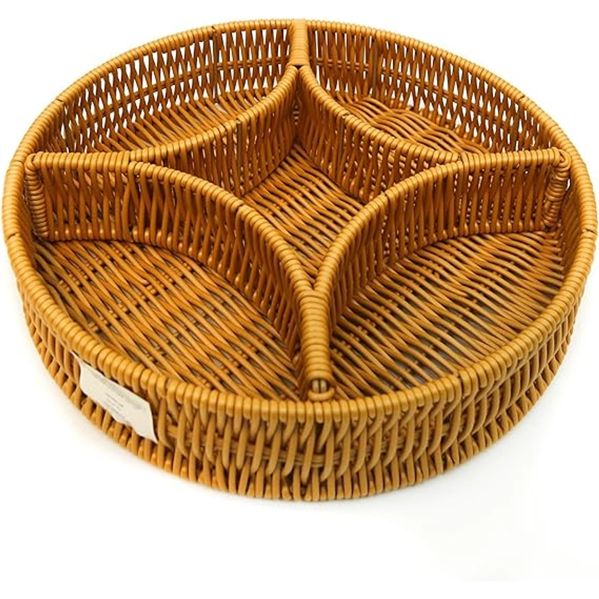 Woven Snack Serving Tray - 5-Compartment - Gold