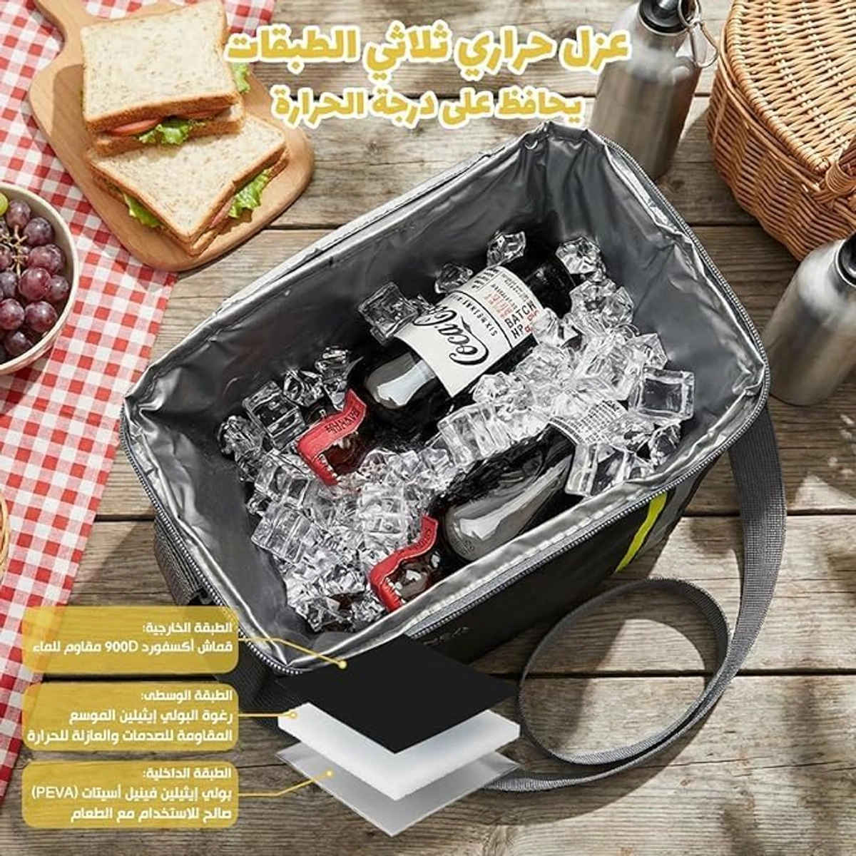 Lunch Bag Insulated 8 L Thermal Food Cooler Tote Waterproof