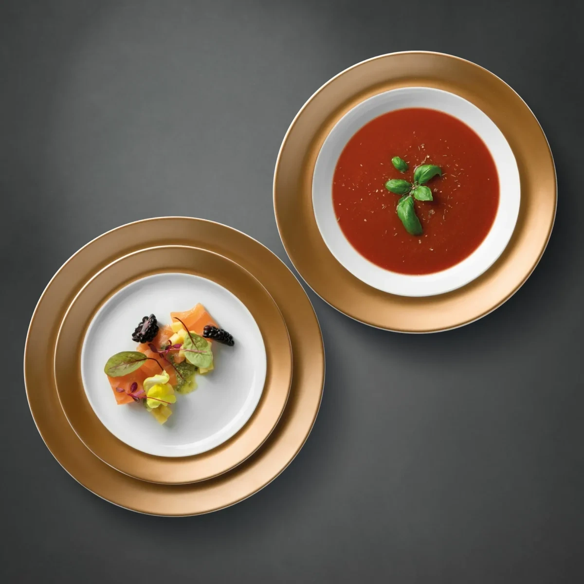 طقم عشا صيني فردي من بيرغوف  - 3 قطع - ذهبي/أبيض