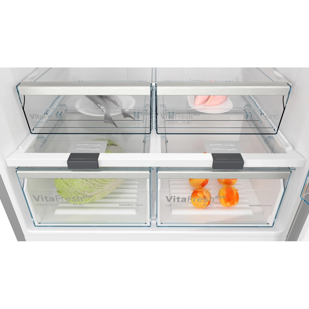 بوش ثلاجة ديجيتال نو فروست فريزر علوي - 641 لتر- فضي - KDN86AI3E9