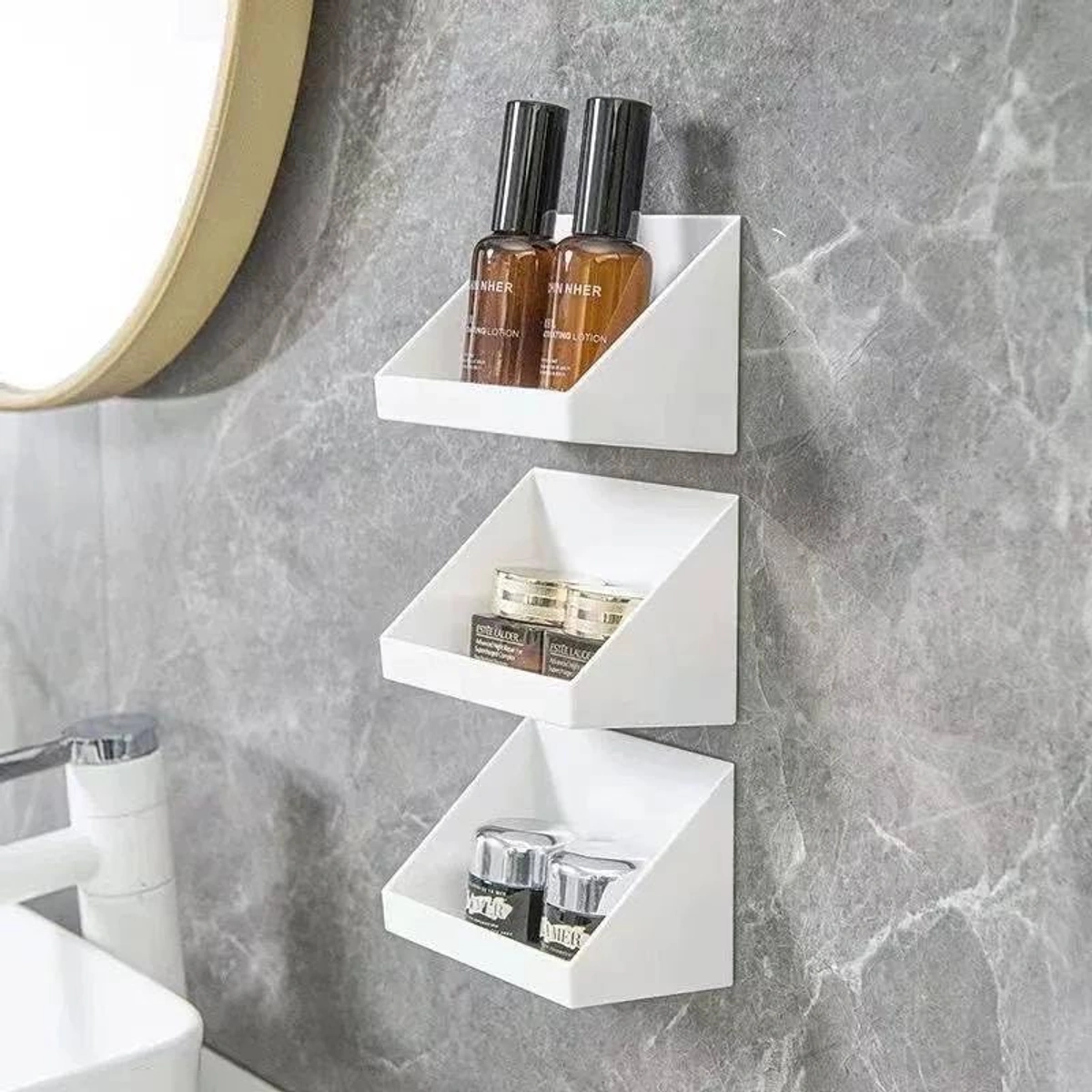 رف حائط أكريليك - ابيض - 3 أرفف