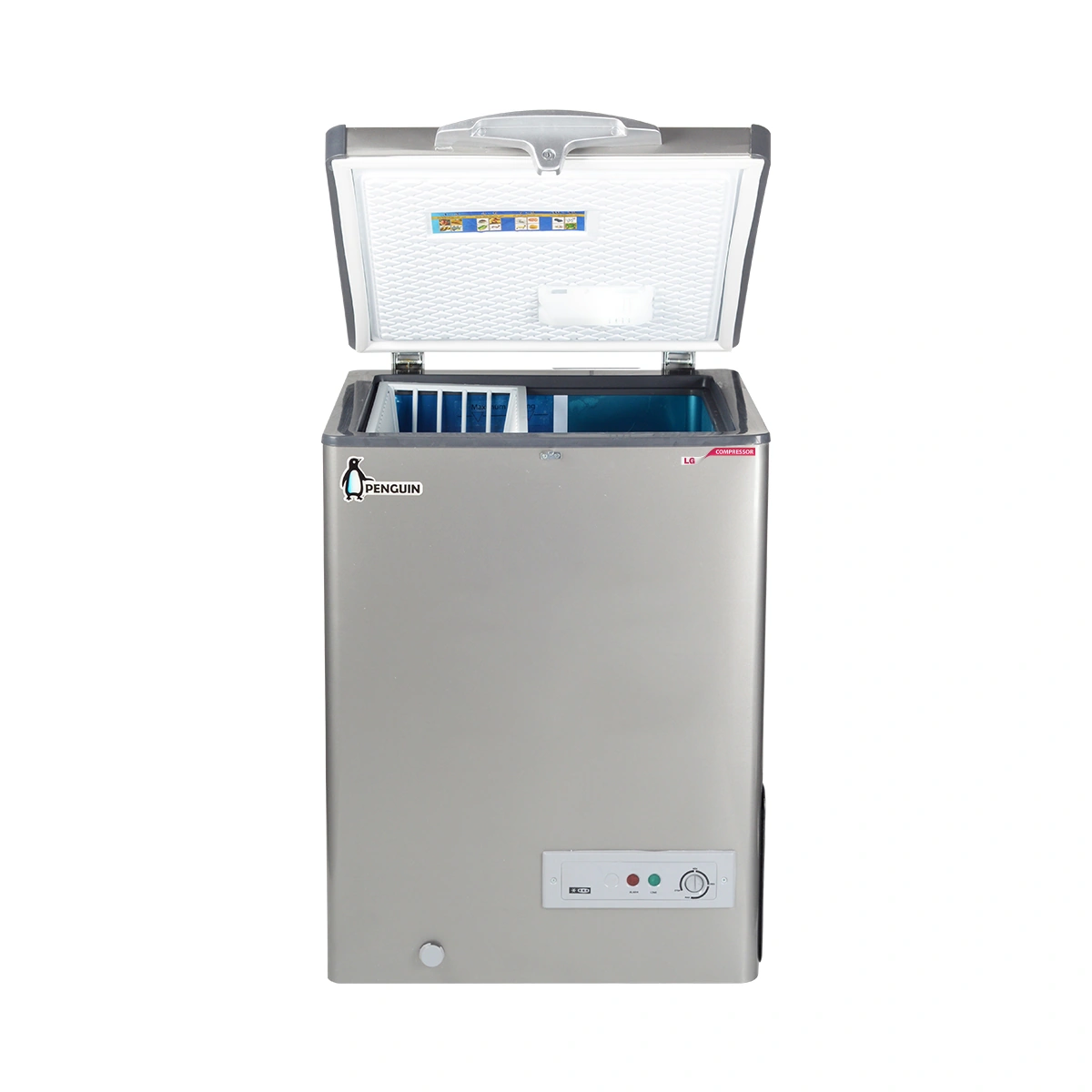 بنجوين ديب فريزر افقي ستانليس ستيل - 160 لتر - سيلفر - ES171