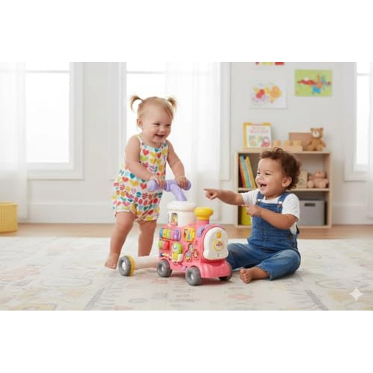 سكوتر قطار للأطفال مع مقعد قابل للطي - بينك