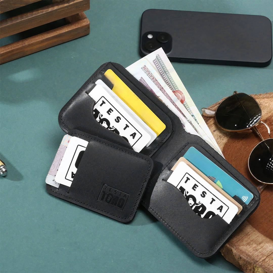 محفظة جلد رجالي مع كارد هولدر من تيستا تورو w13