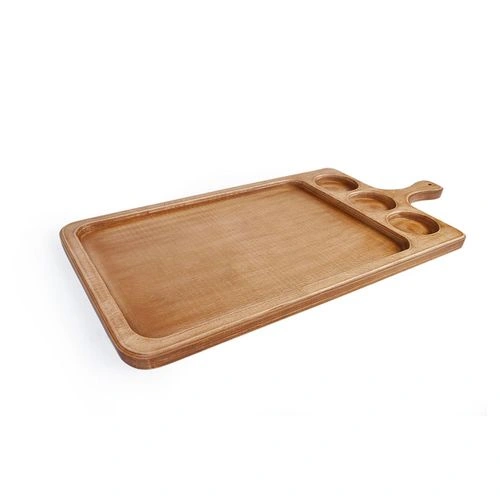 صينية تقديم طعام خشب بيد - 70*35سم - بني