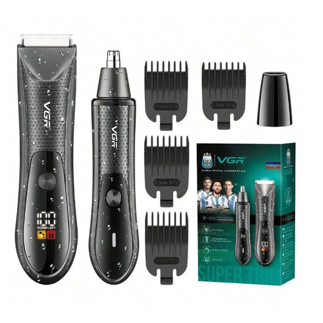 ماكينة تشذيب شعر الجسم والأنف - أسود - V-934