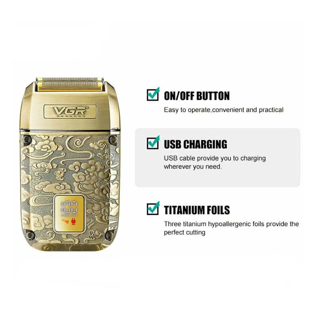 ماكينة حلاقة كهربائية لاسلكية VGR - ذهبي - V-336