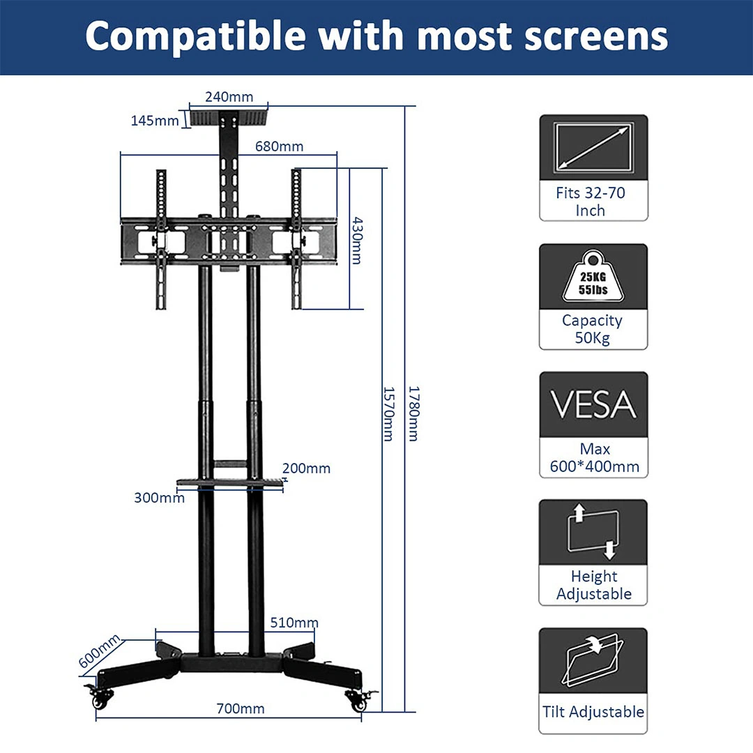 حامل أرضي لشاشة تلفزيون - متحرك - DF-1600