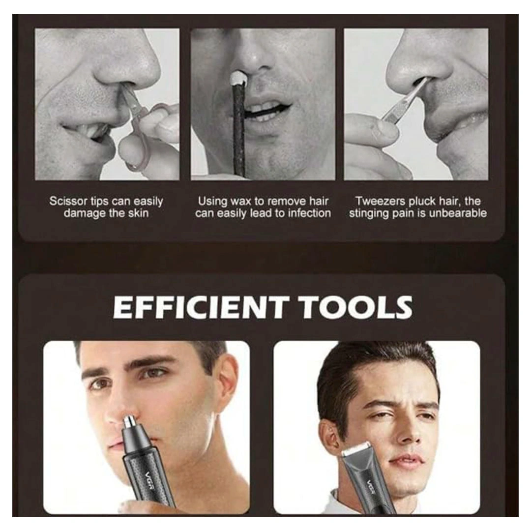 ماكينة تشذيب شعر الجسم والأنف - أسود - V-934