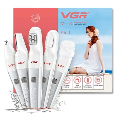 VGR مجموعة إزالة الشعر للسيدات 5*1 - أبيض - V-752