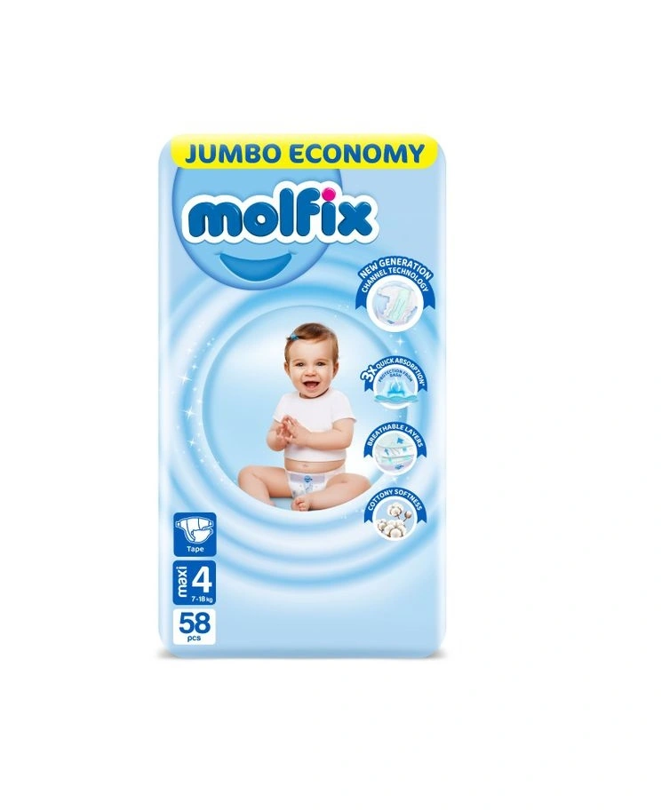 مولفيكس حفاضات كبير - مقاس 4 - 58 حفاضة