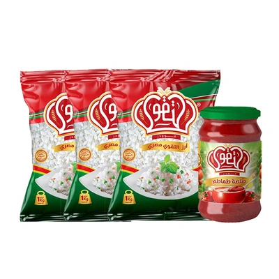 3 التقوي أرز مصري فاخر عريض الحبة - 1 كجم مع التقوي صلصة طماطم - 320 جم