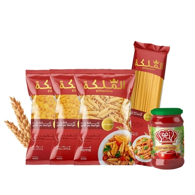 الملكه مكرونه مرمريه و سباجستي و فرن و خواتم - 400 جم مع التقوي صلصة طماطم - 320 جم