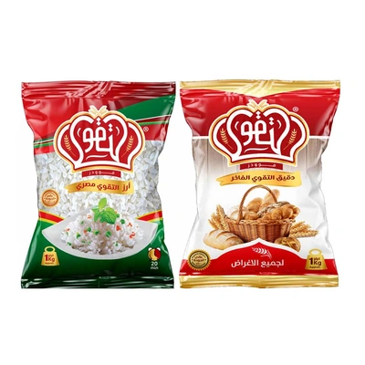 التقوي أرز مصري فاخر عريض الحبة - 1 كجم مع التقوي دقيق فاخر - 1 كجم