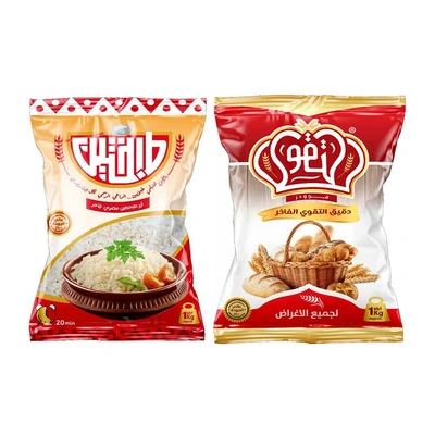 أرز مصري طبختين - 1 كجم مع التقوي دقيق فاخر - 1 كجم