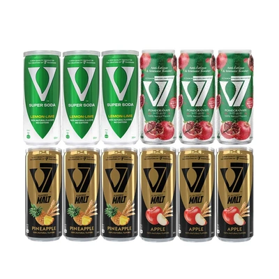 3 V7 مشروب غازي - الرمان و 3 أناناس و 3 تفاح و 3 الليمون - 300 مل