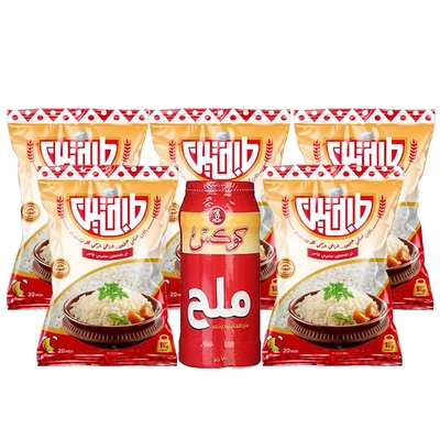 5 أرز مصري طبختين - 1 كجم مع كوكس ملح طعام - 700 جرام