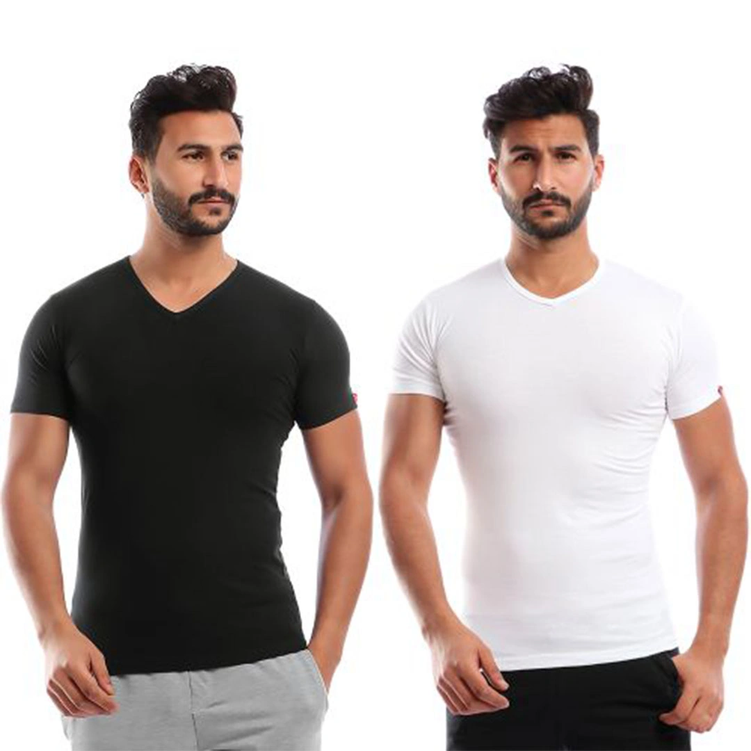 قطونيل فانيلات داخلية نص كم 7 رجالي قطن - 2 قطعة