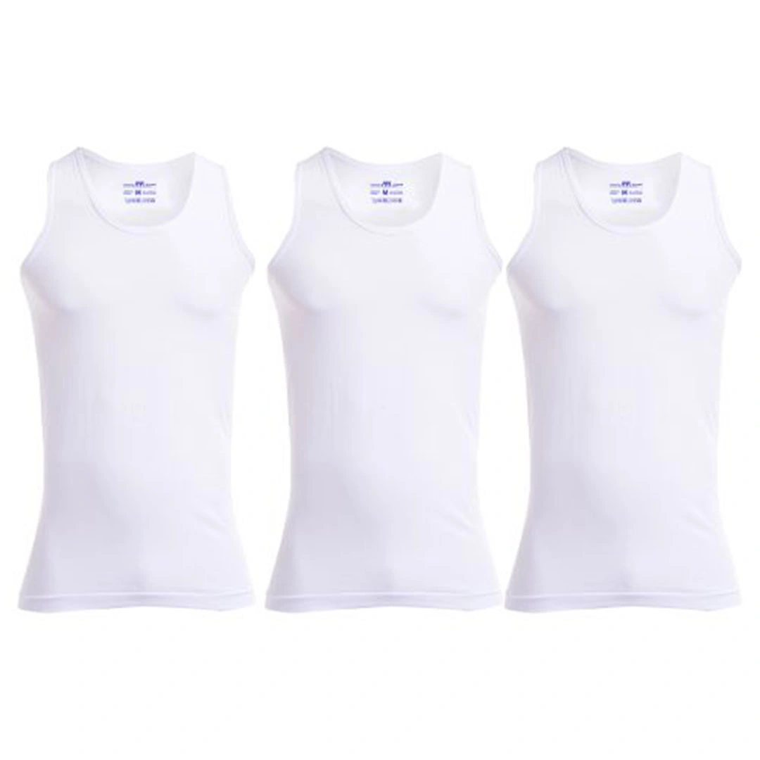 الميسيري فانيلة قطن رجالي كت عريض - 3 قطع - أبيض