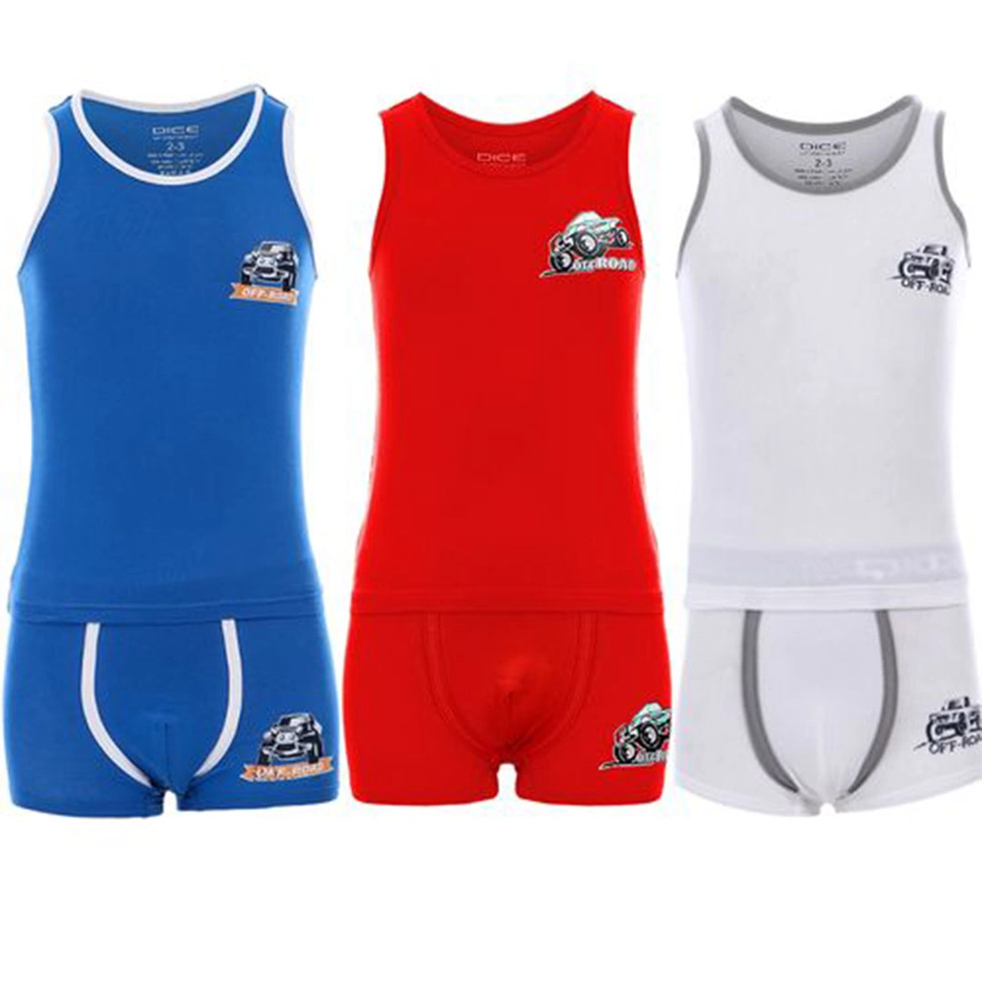 دايس طقم فانلة وبوكسر أولادي قطن - 3 قطع