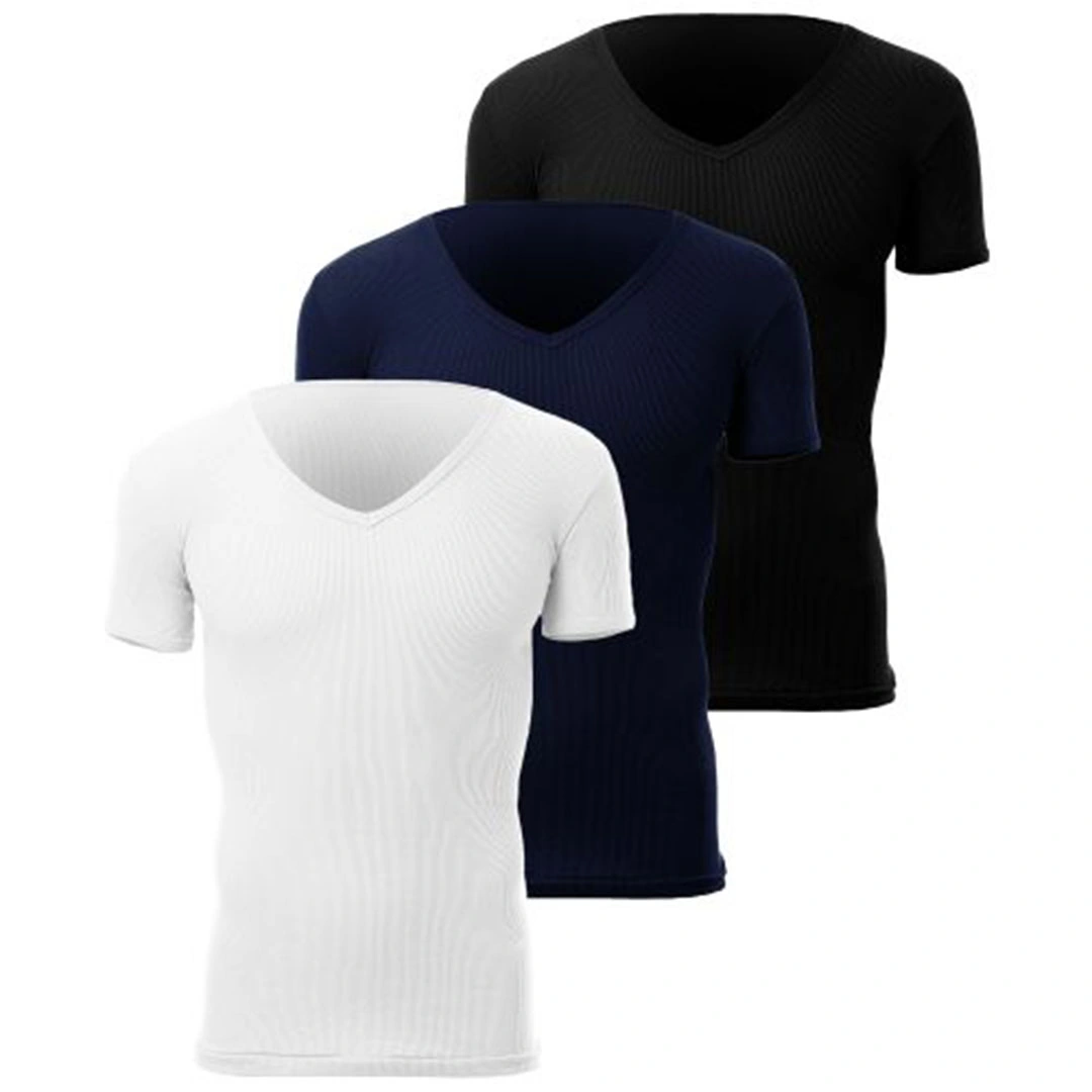 قطونيل تيشيرت رجالي سليم رقبة 7 رجالي - 3 قطع