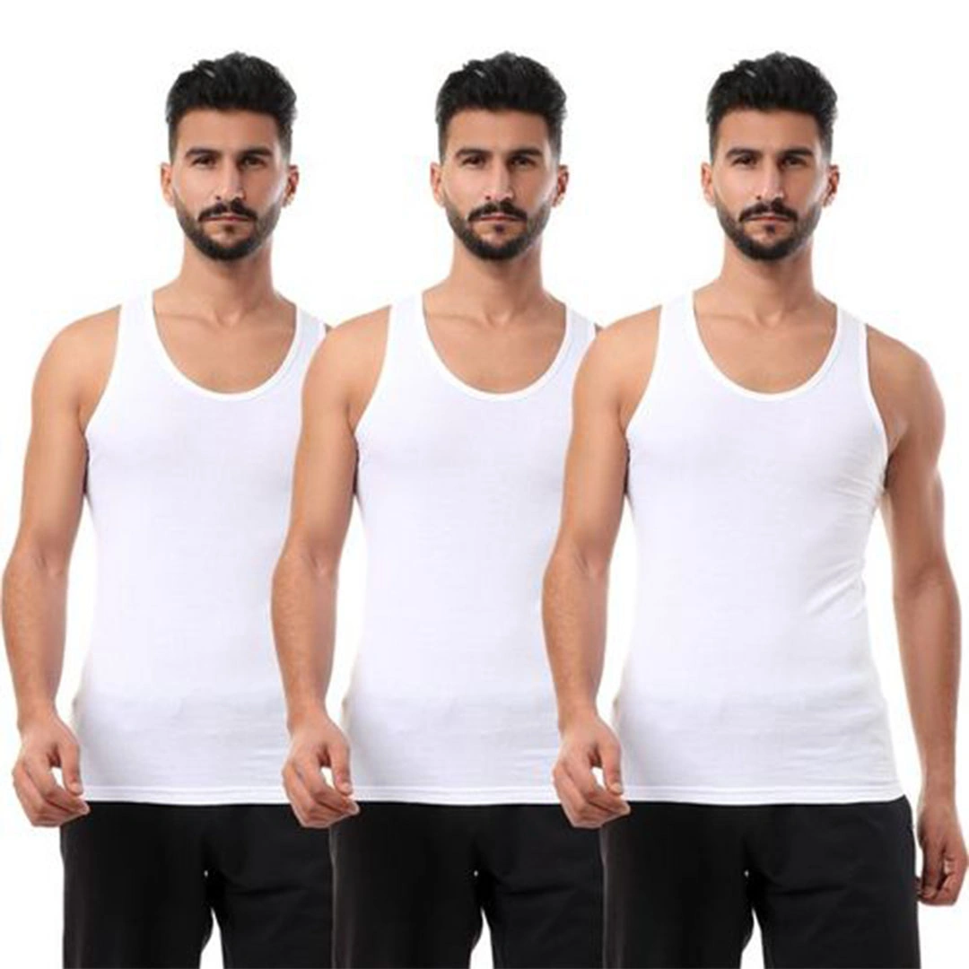 الميسيري فانلة رجالي قطن - 3 قطع - أبيض
