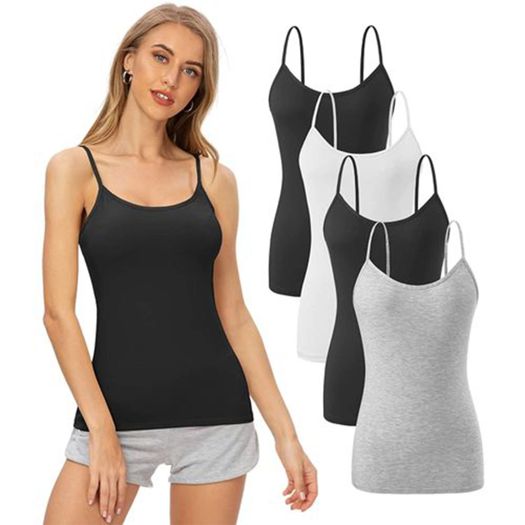 الميسيري توب نسائي قطن سباجيتي سادة - 4 قطع