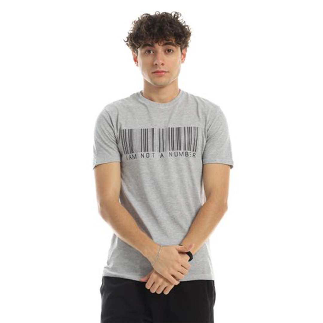 الميسيري تيشيرت قطن رجالي مطبوع ام نوت نمبر - رمادي