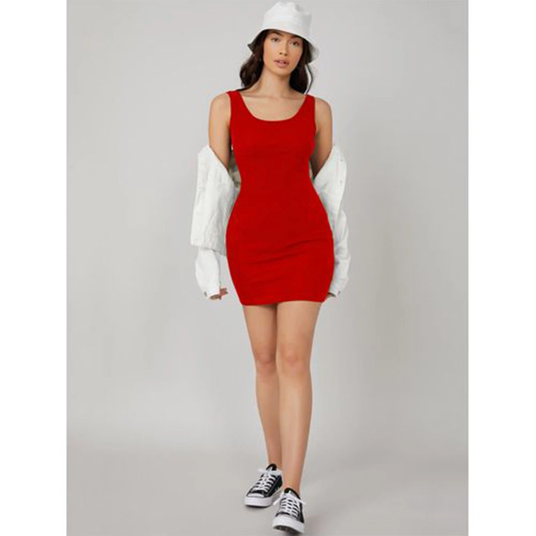 الميسيري فستان حريمي قطن كت عريض - أحمر