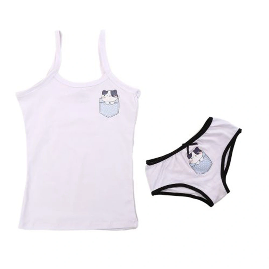 الميسيري طقم فانلة و اندروير داخلي بناتي - أبيض