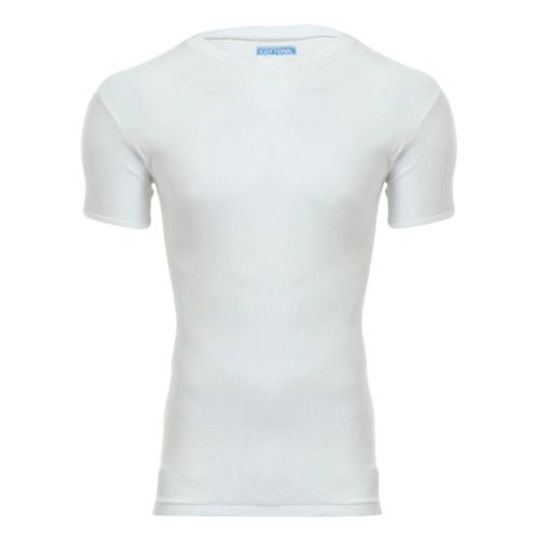 قطونيل فنيلة قطن رقبة دائرية رجالي - أبيض