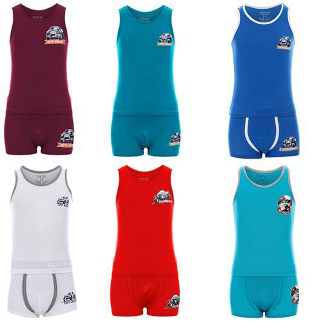 دايس فانلة وبوكسر أولادي بدون اكمام - 6 قطع