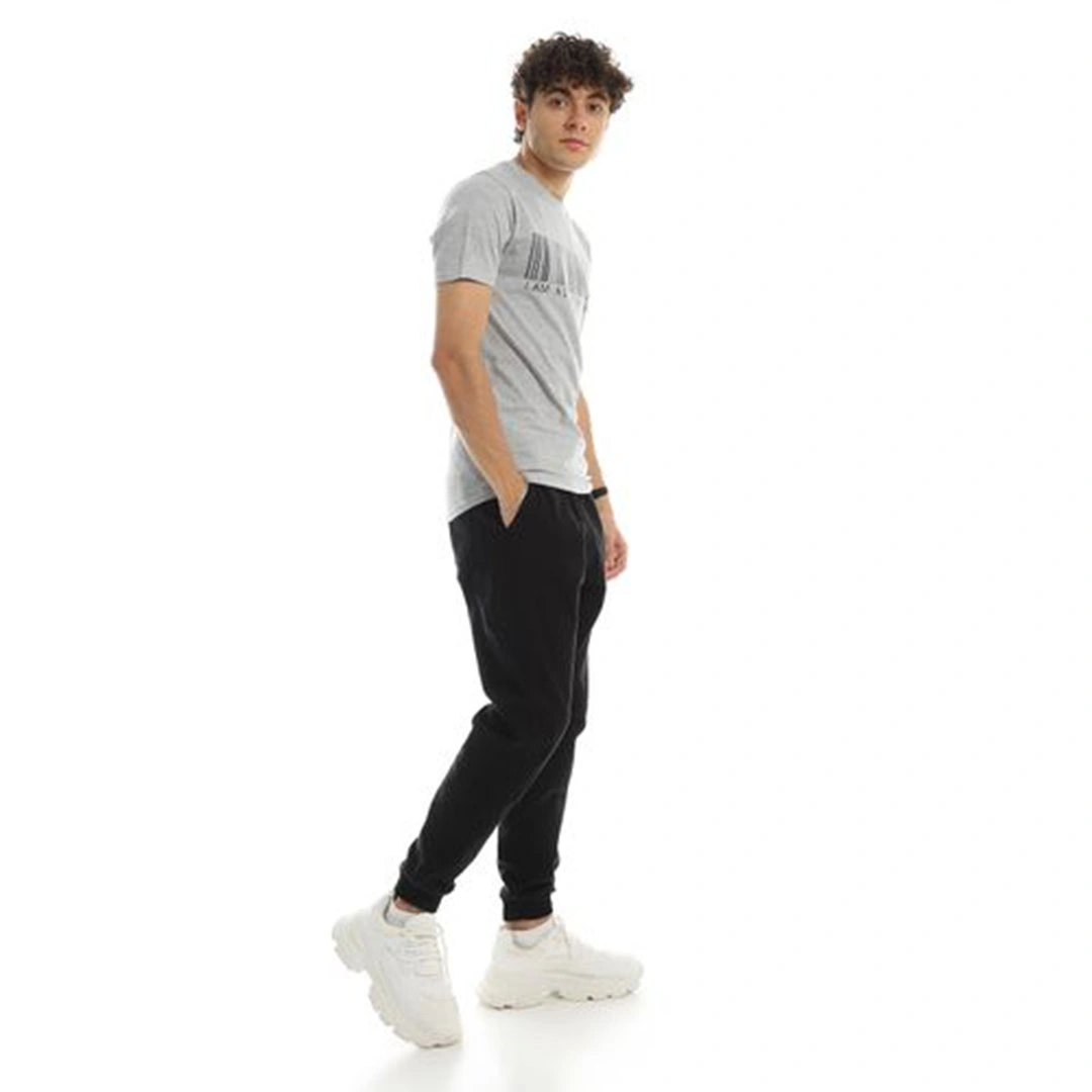 الميسيري تيشيرت قطن رجالي مطبوع ام نوت نمبر - رمادي