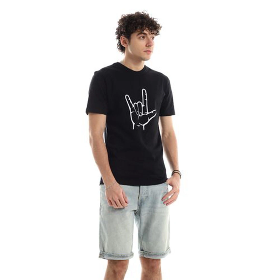 الميسيري تيشيرت رجالي قطن -أسود