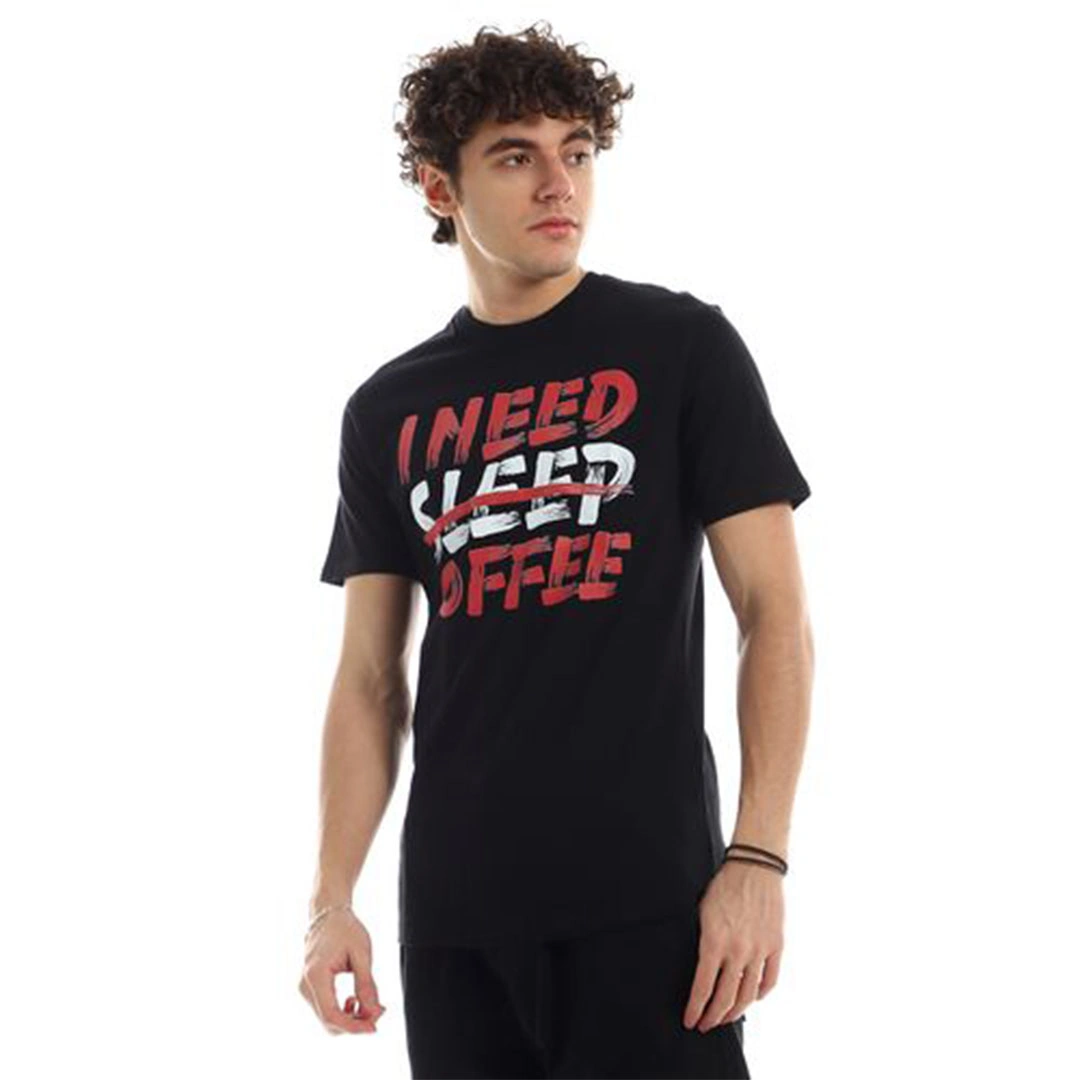 الميسيري تيشيرت رجالي قطن اي نيد كوفي - أسود