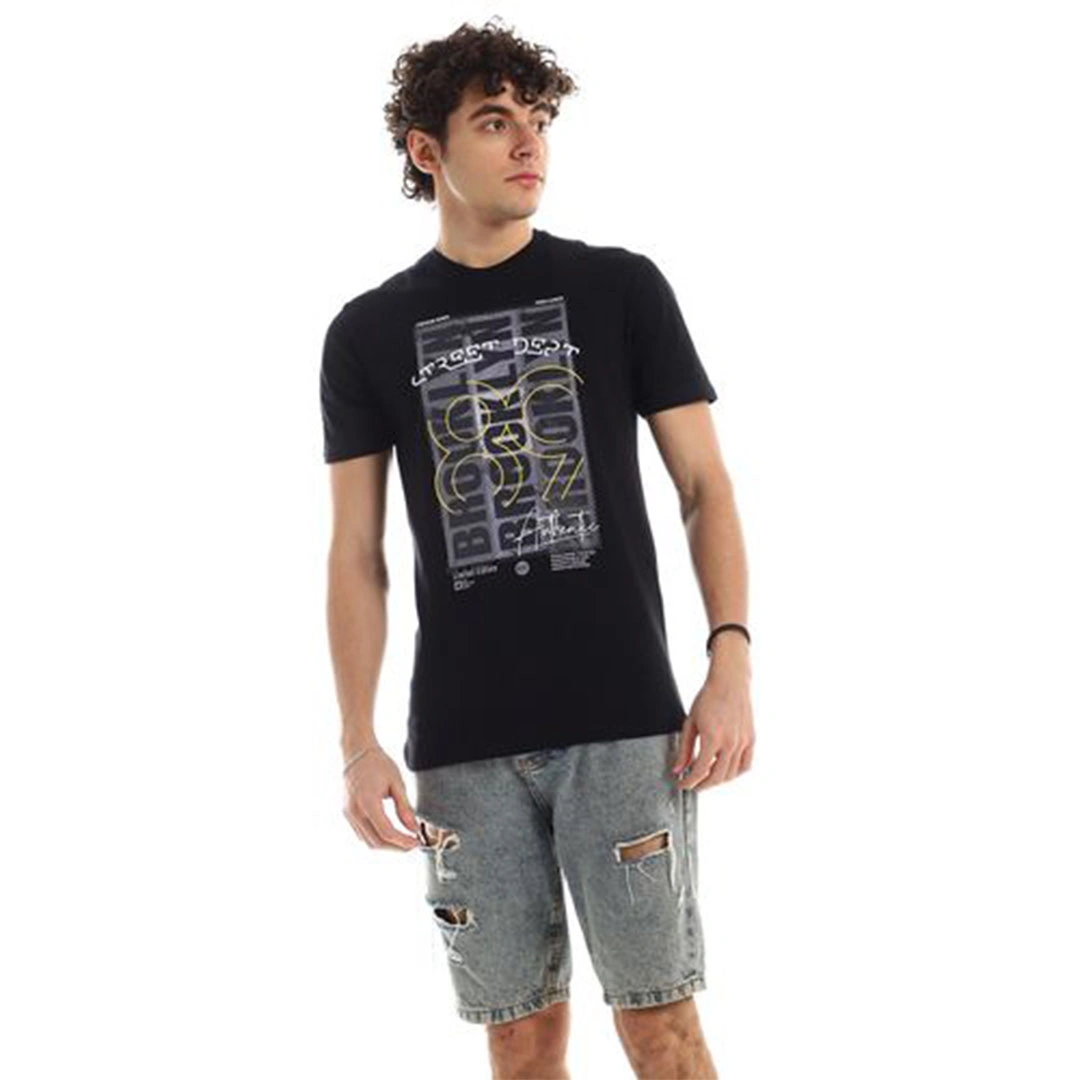 الميسيري تيشيرت رجالي قطن- أسود