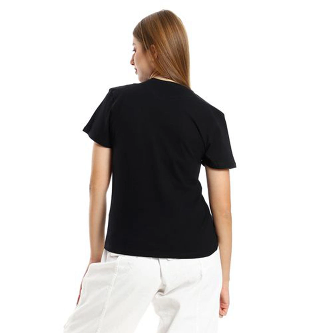 الميسيري تيشيرت حريمي نص كم قطن - أسود