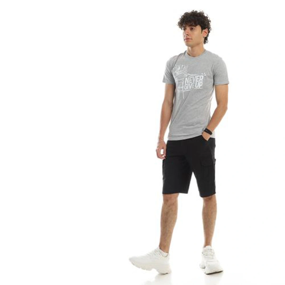 الميسيري تيشيرت قطن رجالي نص كم نيفر جيف اب - رمادي