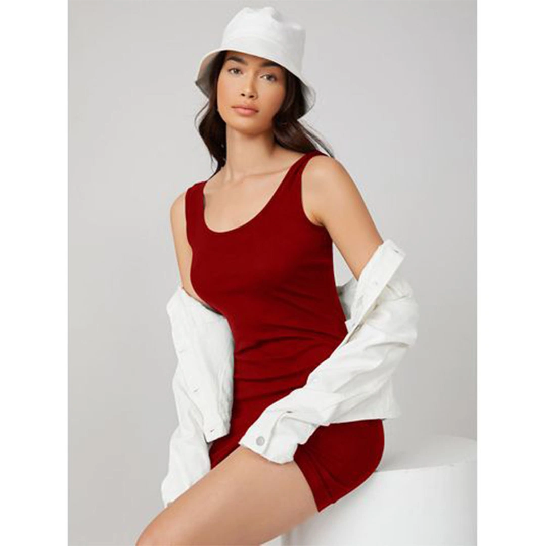 الميسيري فستان قطن بحمالات عريضة حريمي - أحمر