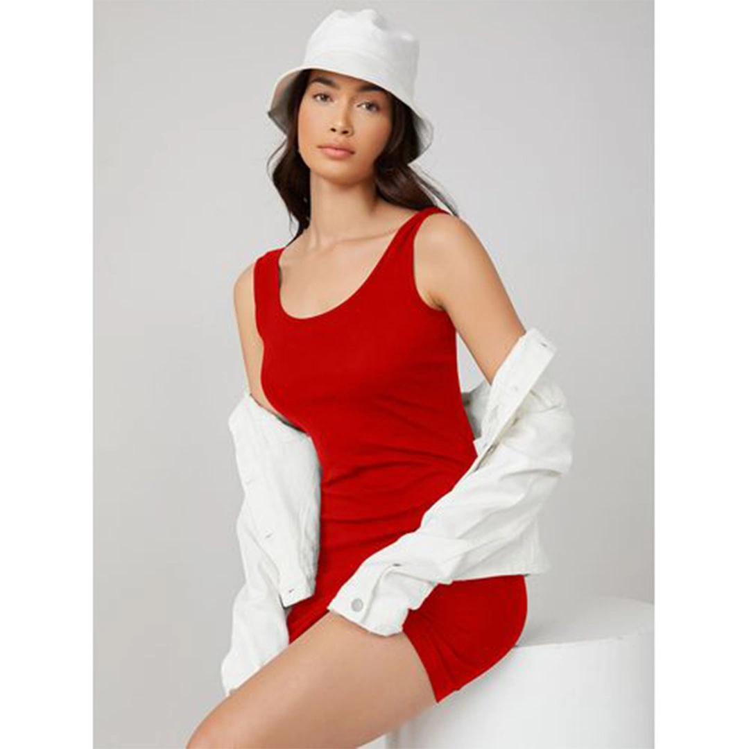 الميسيري فستان حريمي قطن كت عريض - أحمر