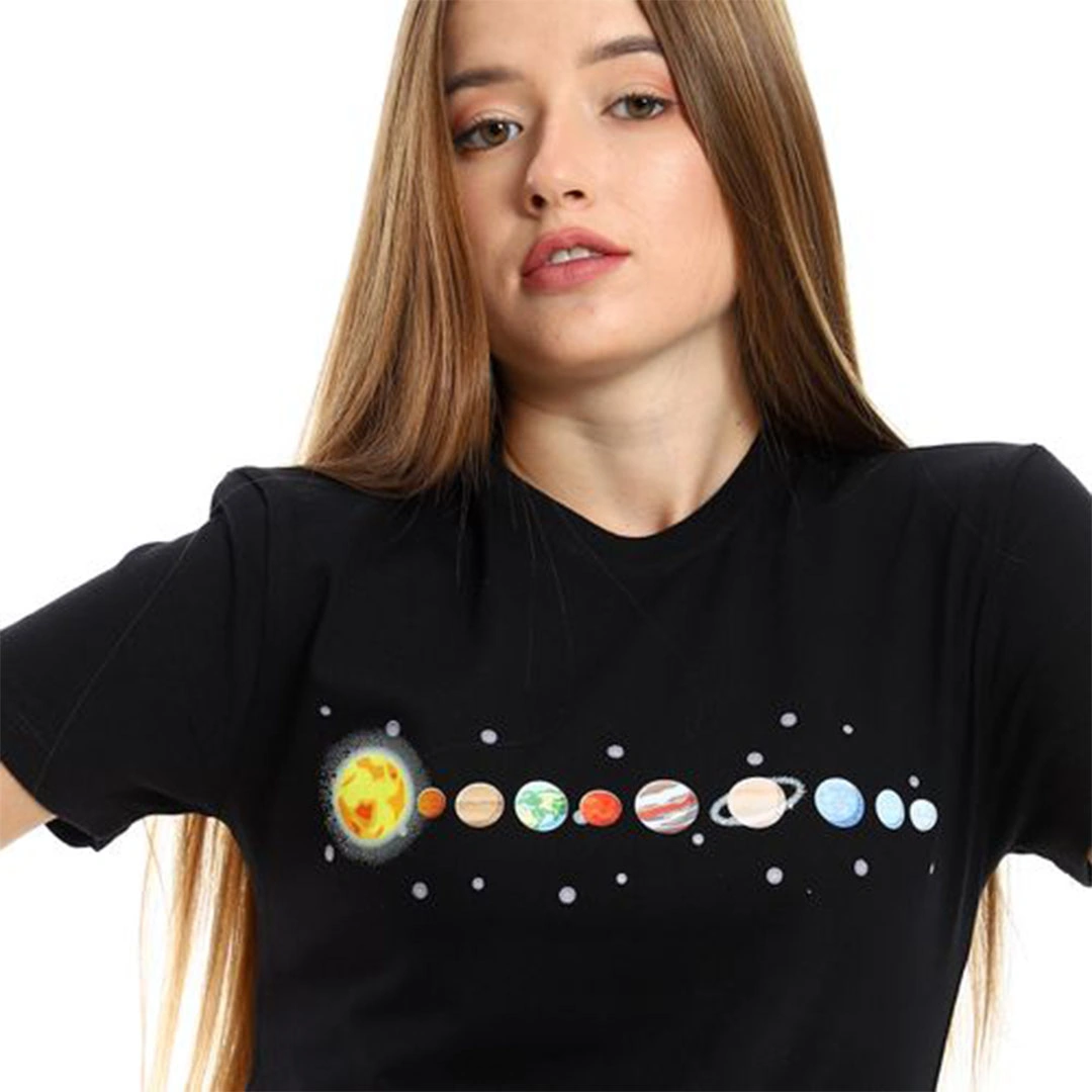 الميسيري تيشيرت حريمي نص كم قطن - أسود