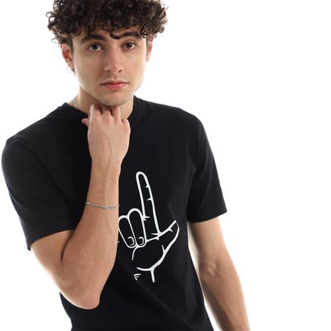 الميسيري تيشيرت رجالي قطن -أسود