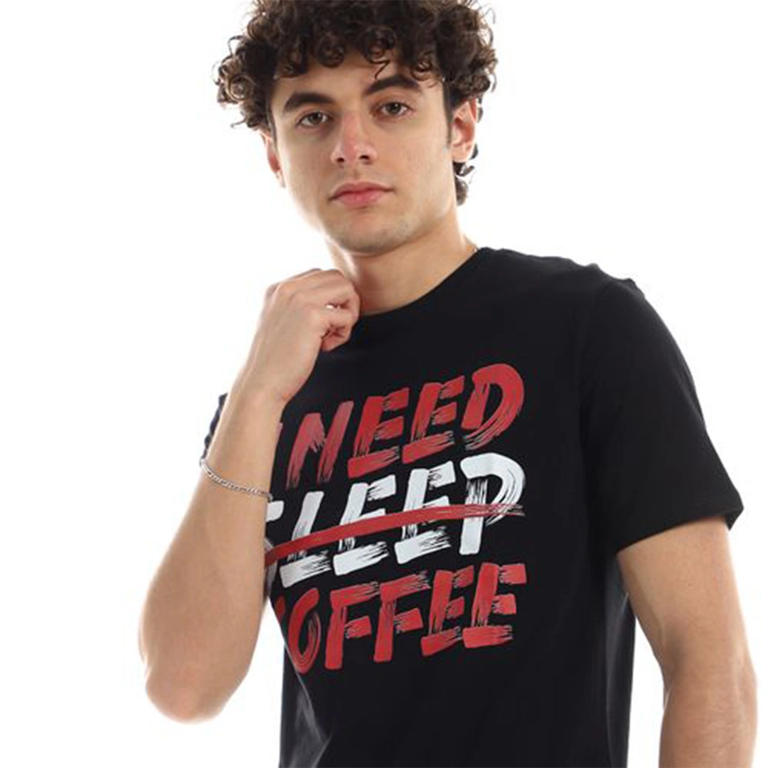 الميسيري تيشيرت رجالي قطن اي نيد كوفي - أسود