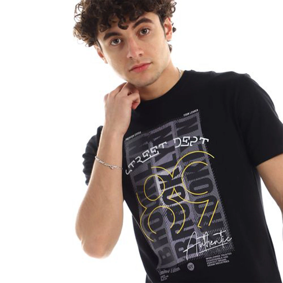 الميسيري تيشيرت رجالي قطن- أسود