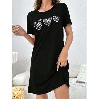 ميسيري قميص نوم مطبوع أكمام قصيرة مسيري - أسود