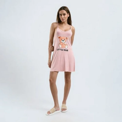 ميسيري قميص نوم حريمي مطبوع حمالات رفيعة قطن - بينك