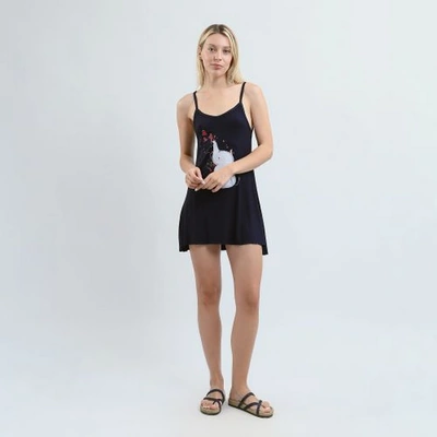 ميسيري قميص نوم حريمي مطبوع حمالة رفيعة - أسود