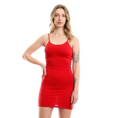 لاسو فستان قصير حريمي قطن حماله رفيعة - أحمر